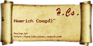 Hemrich Csegő névjegykártya